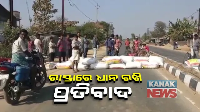 ରାଜରାସ୍ତାରେ ଧାନ ପକାଇ ଆନ୍ଦୋଳନ କଲେ ଚାଷୀ : ମଣ୍ଡିରେ ଧାନ ବିକ୍ରି ହୋଇପାରୁନଥିବାରୁ ଜଣାଇଲେ ପ୍ରତିବାଦ 