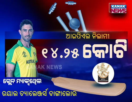 ଆରସିବିକୁ ଆସିଲେ ଗ୍ଲେନ୍ ମ୍ୟାକ୍ସୱେଲ । ୧୪.୨୫କୋଟିରେ କିଣିଲା ବାଙ୍ଗାଲୋର ।