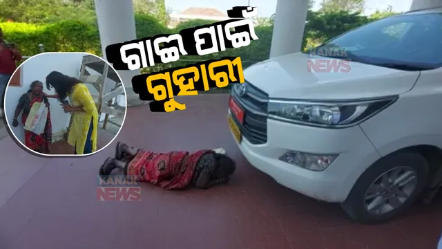 ଜିଲ୍ଲାପାଳଙ୍କ କାର୍ଯ୍ୟାଳୟରେ ଅଭାବନୀୟ ଦୃଶ୍ୟ: ଗାଈ ଫେରାଇବା ପାଇଁ ଜିଲ୍ଲାପାଳଙ୍କ ଗାଡି ଆଗରେ ଶୋଇ ଗୁହାରୀ ଜଣାଇଲେ ବୃଦ୍ଧା 