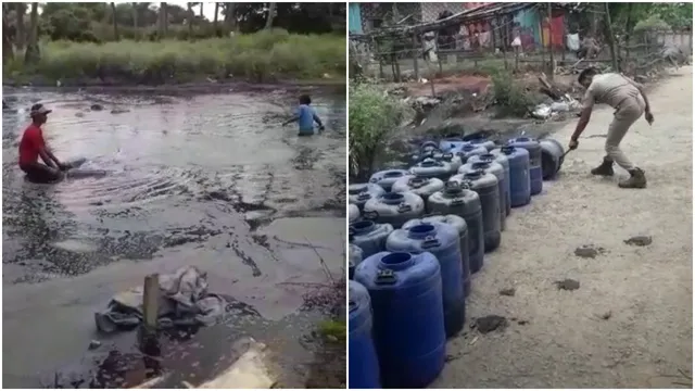 ପାଣି ଭିତରେ ଥିଲା ବ୍ୟାରେଲ ବ୍ୟାରେଲ ମଦ ପୋଚ । ଅଣ୍ଟାଏ ପାଣିରୁ ଜବତ ପରେ ନଷ୍ଟ ।