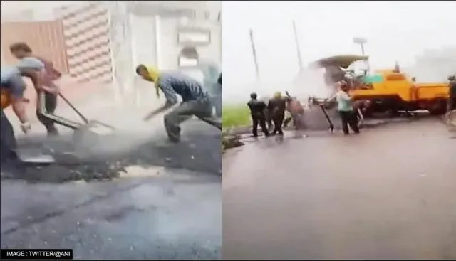 ପ୍ରବଳ ବର୍ଷାରେ ଠିକାଦାର ଚଳାଇଥିଲା ପିଚୁ ଢାଳିବା କାମ, ଭିଡିଓ ଭାଇରାଲ ହେବା ପରେ ଜାଣନ୍ତୁ କଣ ହେଲା