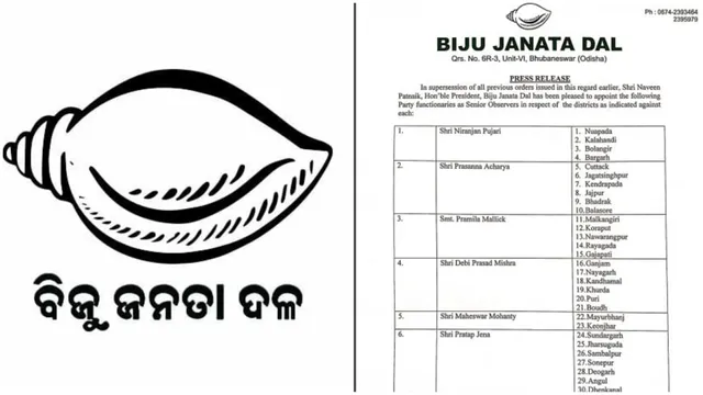 ବରିଷ୍ଠ ପର୍ଯ୍ୟବେକ୍ଷକ ତାଲିକା ଘୋଷଣା କଲା ବିଜେଡି, ୬ ନେତାଙ୍କୁ ଜିଲ୍ଲା ଦାୟିତ୍ୱ ।