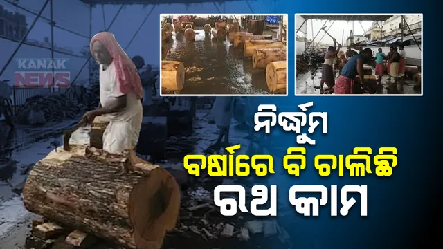 ନିର୍ଦ୍ଧୁମ ବର୍ଷା ଭିତରେ ବି ଚାଲିଛି ରଥ କାମ । ବିଶ୍ୱକର୍ମା ସେବାୟତ କହିଲେ, ବର୍ଷା, ଝଡି,ପବନ ହେଲେ ମଧ୍ୟ ବନ୍ଦ ହେବନି ରଥ ନିର୍ମାଣ କାମ ।