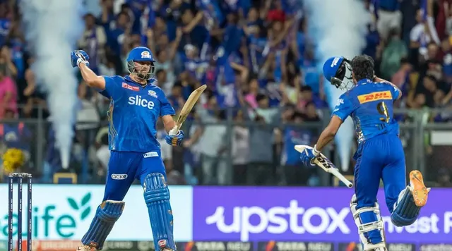 ଆଇପିଏଲର ହାଇଭୋଲଟେଜ ମ୍ୟାଚ : ରାଜସ୍ଥାନକୁ ହରାଇଲା ମୁମ୍ବାଇ ଇଣ୍ଡିଆନ୍ସ; ଶେଷ ଓଭରରେ ହ୍ୟାଟ୍ରିକ୍ ଛକା ମାରି ଦଳକୁ ବିଜୟୀ କରାଇଲେ ଟିମ ଡେଭିଡ