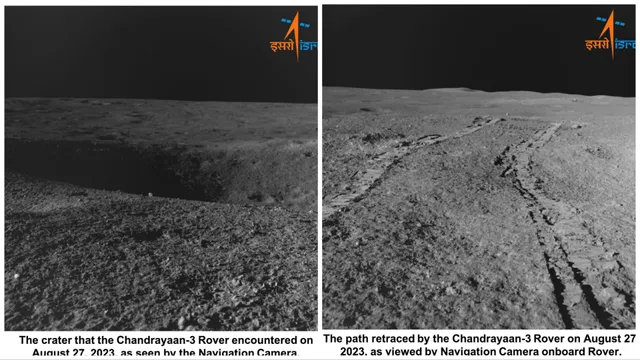 ୪ମିଟର ବ୍ୟାସର ଗର୍ତ୍ତ ଦେଖି ରାସ୍ତା ବଦଳାଇଲା ରୋଭର। ଟ୍ୱିଟ କରି ଫଟୋ ଜାରି କଲା ଇସ୍ରୋ