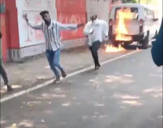 congress protest fire