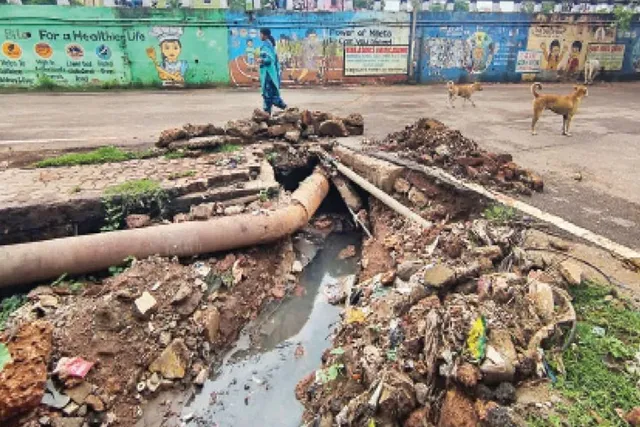 water pipeline inside drain
