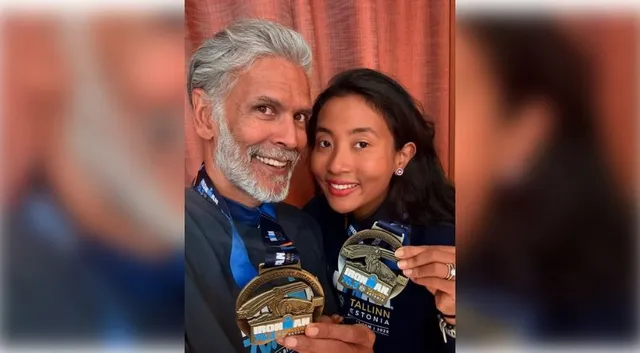 Milind soman with wife