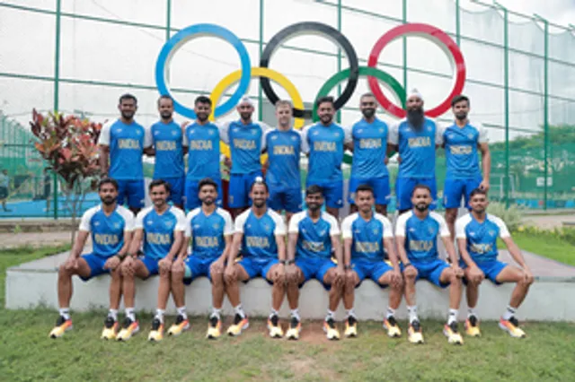 Indian men's hockey team poses in Olympic jersey