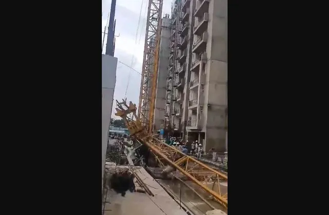 3 injured, several trapped as tower crane collapses at SCB hospital