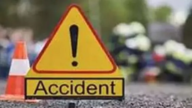 car hit the bike and plunged into the pond