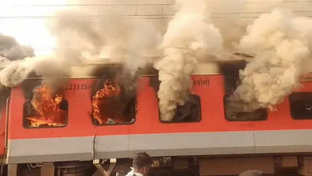 fire in train