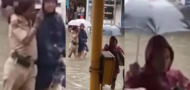 ଚର୍ଚ୍ଚାରେ ମୁମ୍ବାଇର ମହିଳା କନେଷ୍ଟବଳ ରଜ୍‌ନୀ : ଭୀଷଣ ବର୍ଷାରେ ଆଣ୍ଠୁଏ ପାଣିରେ ଲୋକମାନଙ୍କୁ ରାସ୍ତା ଦେଖାଇଲେ