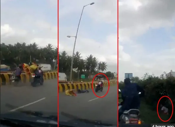 ଆଶ୍ଚର୍ଯ୍ୟ ! ଦୁର୍ଘଟଣାର ଶିକାର ହେବା ପରେ ବାଇକ୍‌ରୁ ବାପା-ମା’ ରାସ୍ତାକୁ ଛିଟିକି ପଡିଲେ, ଦୁଇ/ତିନି ବର୍ଷର ଶିଶୁ ଗାଡ଼ି ନେଇ ୫୦୦ ମିଟର ପର୍ଯ୍ୟନ୍ତ ଚାଲି ଯାଇଥିଲା, ଭିଡିଓ ଦେଖନ୍ତୁ