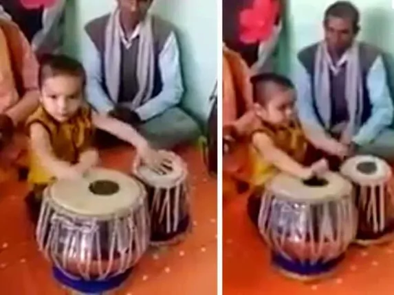 ୩ ବର୍ଷୀୟ ଶିଶୁର ତବଲା ବଜା ଦେଖି ଲୋକେ ଆଶ୍ଚର୍ଯ୍ୟ,ଭାଇରାଲ ହେଉଛି ଭିଡିିଓ