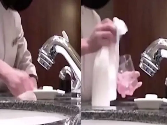 ଭାଇରାଲ ହେଲା ପଞ୍ଚ ତାରକା ହୋଟେଲର ଭିଡିଓ: ଗୋଟେ କପଡାରେ ପିଇବା ପାଣିର ଗ୍ଲାସ ଏବଂ ଟଏଲେଟ୍‌ ସଫା କରୁଥିଲେ କର୍ମଚାରୀ