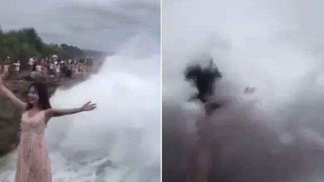 ସମୁଦ୍ର ପାଖରେ ଛିଡା ହୋଇ ଯୁବତୀ ଫଟୋ ଉଠାଉଥିବା ସମୟରେ ହଠାତ୍‌ ଆସିଲା ବଡ଼ ଲହଡ଼ି, ତା’ପରେ କ’ଣ ହେଲା ଜାଣନ୍ତୁ