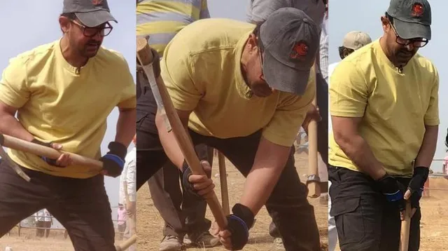 ଶ୍ରମିକ ଦିବସରେ ଗାଁକୁ ଯାଇ ପାଇପ୍‌ଲାଇନ୍‌ ପାଇଁ ମାଟି ଖୋଳିଲେ ଆମୀର ଖାନ୍‌