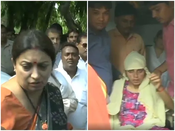 ଆମେଥି ଗସ୍ତରେ ଯାଉଥିବା ସମୟରେ ରାସ୍ତାରେ ଅସୁସ୍ଥ ମହିଳାଙ୍କୁ ଦେଖି ନିଜ ଲାଗି ଉଦ୍ଦିଷ୍ଟ ଆମ୍ବୁଲାନ୍ସରେ ହସ୍‌ପିଟାଲ୍‌ ପଠାଇଲେ ସ୍ମୃତି ଇରାନୀ