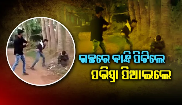 ଅମାନୁଷିକ ! ଯୁବକଙ୍କୁ ଗଛରେ ବାନ୍ଧି ନିସ୍ତୁକ ପିଟିଲେ, ଶୋଷ ହେବାରୁ ପରିସ୍ରା ପିଆଇଲେ ୨ ଯୁବକ