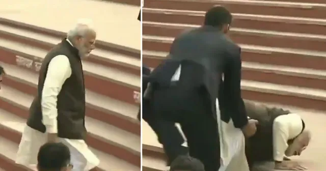 ଭିଡିଓ ଭାଇରାଲ୍‌: ଗଙ୍ଗା ଘାଟରେ ପାହଚ ଚଢୁ ଚଢୁ ଖସିଗଲା ପ୍ରଧାନମନ୍ତ୍ରୀ ମୋଦୀଙ୍କ ପାଦ, ଦୌଡ଼ିଯାଇ ଉଠାଇ ପକାଇଲେ ଅଙ୍ଗରକ୍ଷୀ