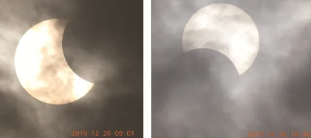 ବର୍ଷର ଶେଷ ସୂର୍ଯ୍ୟୋପରାଗ, ମେଘୁଆ ଆକାଶରେ ଦିଶିଲା ୧୫ ମିନିଟ୍‌