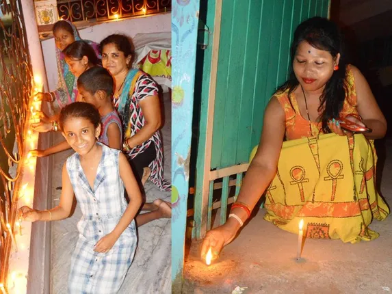 ଛାତ-ବାଲକୋନିରେ ଦୀପ ଜାଳିଲେ । (ଫଟୋ: ଚିତ୍ତରଂଜନ, କଟକ)