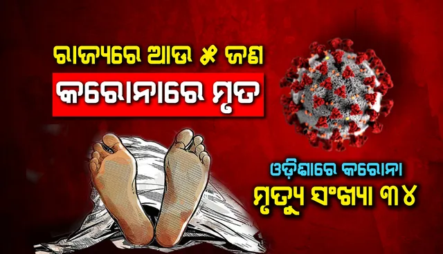 ପୁଣି ୫ ସଂକ୍ରମିତଙ୍କର ମୃତ୍ୟୁ, ରାଜ୍ୟରେ କରୋନାଜନିତ ମୃତକଙ୍କ ସଂଖ୍ୟା ୩୪କୁ ବୃଦ୍ଧି