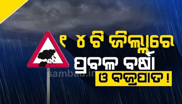 ୧୪ଟି ଜିଲ୍ଲାରେ ବଜ୍ରପାତ ସହ ପ୍ରବଳ ବର୍ଷା ସମ୍ଭାବନା; ୟେଲୋ ଓ୍ଵାର୍ଣ୍ଣିଂ ଜାରି