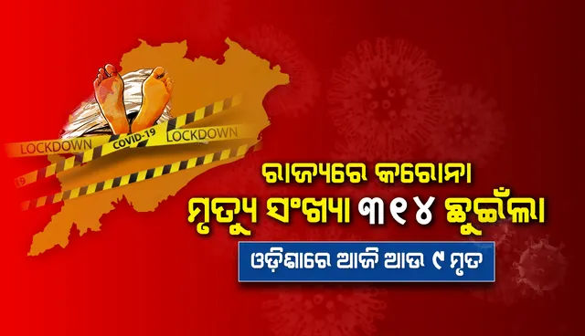 ପୁଣି ୯ଜଣଙ୍କ ପ୍ରାଣହାନି, ରାଜ୍ୟରେ କରୋନାଜନିତ ମୃତ୍ୟୁ ସଂଖ୍ୟା ୩୧୪କୁ ବୃଦ୍ଧି