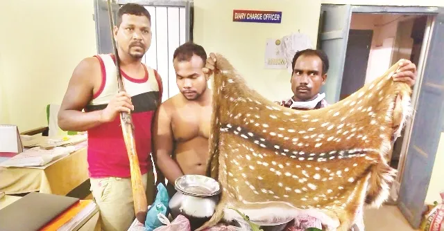 ୧୧ କେଜି ହରିଣ ମାଂସ ଓ ଚମଡ଼ା ଜବତ, ୨ ଶିକାରୀ ଓ ୭ ଗ୍ରାହକ ଗିରଫ