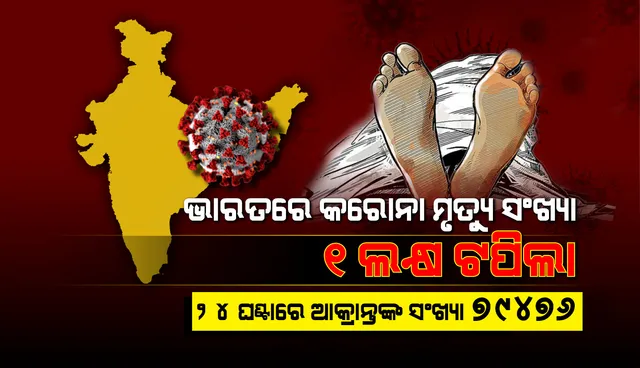 ଭାରତରେ ୧ଲକ୍ଷ ଟପିଲା ମୃତ୍ୟୁ ସଂଖ୍ୟା, ୨୪ଘଣ୍ଟାରେ ୭୯,୪୭୬ କରୋନା ଆକ୍ରାନ୍ତ ଚିହ୍ନଟ