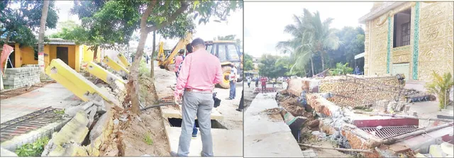 ସମ୍ବାଦ ପ୍ରଭାବ: ସରକାରୀ ଜମି ଜବରଦଖଲକାରୀଙ୍କୁ ଶକ୍ତ ଝଟ୍‌କା, ମାଟିରେ ମିଶିଲା ପାଚେରି