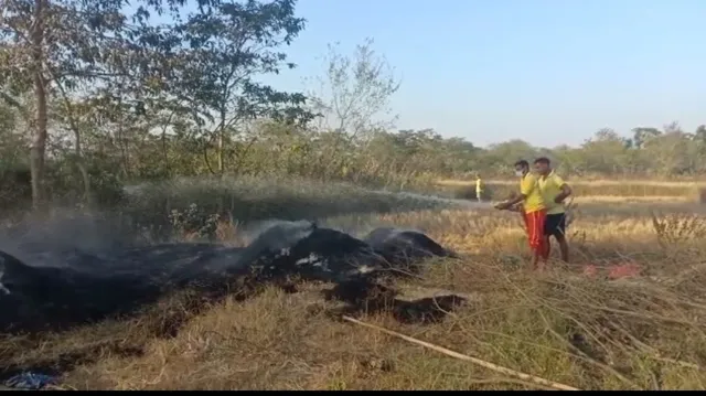 ଖଳାରେ ଗଚ୍ଛିତ ଥିବା ଧାନକୁ ଦୁର୍ବୃତ୍ତ ନିଆଁ ଲଗାଇଦେଲେ