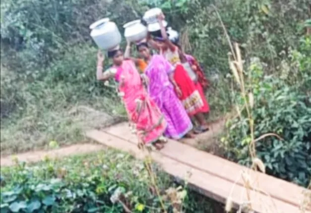 ଚୁଆପାଣିକୁ ଭରଷା କରୁଛନ୍ତି କୋଡ଼ିଗନ୍ଧି ଗାଁ ଲୋକେ, ନାଳରେ ବଡ଼ଗଣ୍ଡି ପକାଇ ପାଣି ଆଣୁଛନ୍ତି ମହିଳା