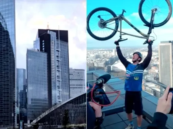 ଦେଖନ୍ତୁ କିପରି ମାତ୍ର ୩୦ମିନିଟରେ ସାଇକେଲ ଚଲାଇ ୩୩ମହଲାକୁ ଚଢ଼ିଯାଉଛନ୍ତି ଏହି ବ୍ୟକ୍ତି