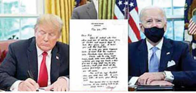 ଟ୍ରମ୍ପ୍‌ଙ୍କ ଶେଷ ଚିଠିର ଉଦାରତାରେ ବାଇଡେନ୍‌ ବିମୋହିତ