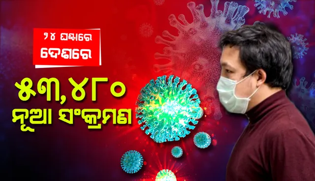 ୨୪ ଘଣ୍ଟାରେ ଦେଶରେ ୫୩,୪୮୦ କୋଭିଡ୍‌-୧୯ ଆକ୍ରାନ୍ତ ଚିହ୍ନଟ