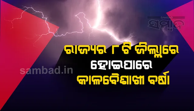 ଆସନ୍ତା ୨୪ ଘଣ୍ଟାରେ ରାଜ୍ୟର ୮ଟି ଜିଲ୍ଲାରେ ହୋଇପାରେ କାଳବୈଶାଖି ବର୍ଷା