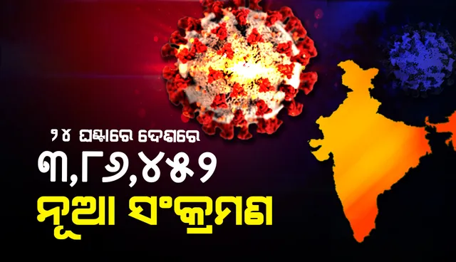 ୨୪ ଘଣ୍ଟା ମଧ୍ୟରେ ଦେଶରେ ରେକର୍ଡସଂଖ୍ୟକ ୩,୮୬,୪୫୨ କୋଭିଡ୍‌-୧୯ ସଂକ୍ରମିତ ଚିହ୍ନଟ, ମୃତ୍ୟୁସଂଖ୍ୟା ୩,୪୯୮