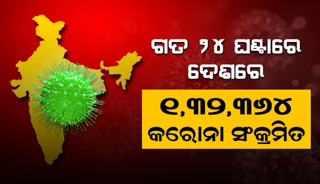 ୨୪ ଘଣ୍ଟା ମଧ୍ୟରେ ଦେଶରେ ୧,୩୨,୩୬୪ନୂଆ କୋଭିଡ୍‌-୧୯ ସଂକ୍ରମିତ ଚିହ୍ନଟ, ମୃତ୍ୟୁସଂଖ୍ୟା ୨,୭୧୩