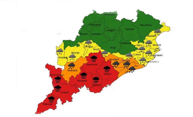 ବାତ୍ୟା ‘ଗୁଲାବ’ ହେତୁ ରାଜ୍ୟରେ ପ୍ରବଳ ବର୍ଷା ସମ୍ଭାବନା; ୭ ଜିଲ୍ଲା‌କୁ ‘ରେଡ୍‌’, ୪କୁ ‘ଅରେଞ୍ଜ୍‌’ ଓ ୧୦କୁ ‘ୟେଲୋ’ ୱାର୍ଣ୍ଣିଙ୍ଗ୍‌ ଜାରି