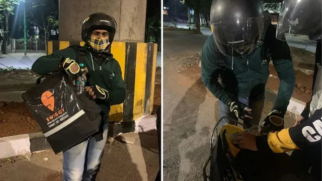 ଭାଇରାଲ୍‌‌ ପୋଷ୍ଟ୍‌: ମଧ୍ୟରାତ୍ରରେ ଭାଇଭଉଣୀଙ୍କୁ ମାନବିକତାର ହାତ ବଢ଼ାଇ ଚର୍ଚ୍ଚାରେ ସ୍ବିଗି ଡେଲିଭରି ବୟ