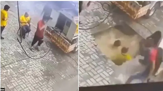 ପେଟ୍ରୋଲ ପମ୍ପରୁ ଆସିଲା ଆଶ୍ଚର୍ଯ୍ୟଜନକ ଦୃଶ୍ୟ, ହଠାତ ଚଟାଣ ଭୁଶୁଡ଼ି ପଡ଼ିବାରୁ ଘଟଲା ଏମିତି ଘଟଣା