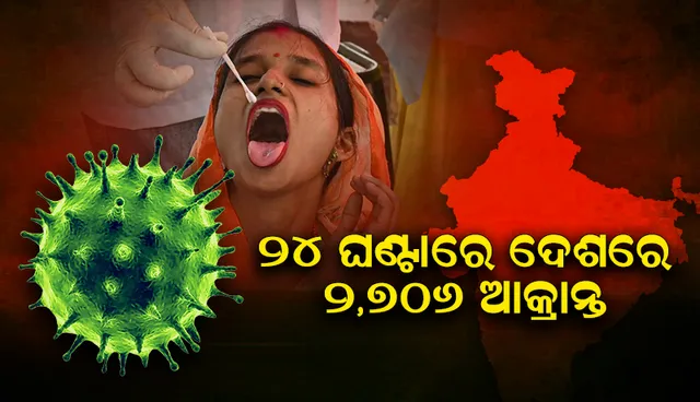 ୨୪ ଘଣ୍ଟାରେ ଦେଶରେ ୨,୭୦୬ ଜଣ କୋଭିଡ୍‌-୧୯ ଆକ୍ରାନ୍ତ; ୨୫ଜଣ ମୃତ