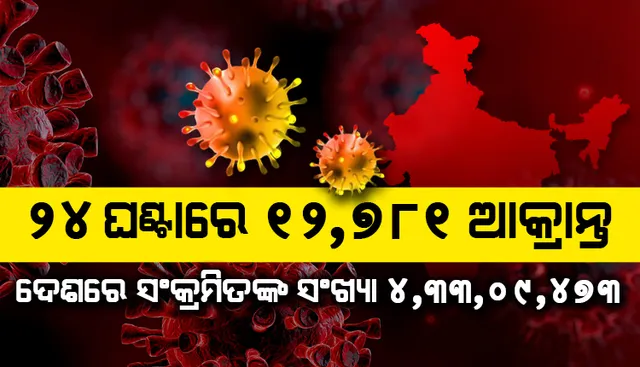 ୨୪ ଘଣ୍ଟାରେ ଦେଶରେ ୧୨,୭୮୧ ଜଣ ଆକ୍ରାନ୍ତ; ୧୮ଜଣ ମୃତ