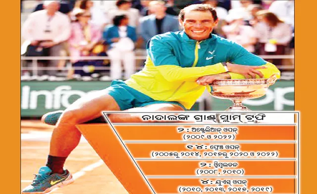 ଫ୍ରେଞ୍ଚ୍‌ ଓପନ୍‌ ଫାଇନାଲ୍‌ ୨୨ରେ ନାଦାଲଙ୍କୁ ୨୨ତମ ଗ୍ରାଣ୍ଡ୍‌ ସ୍ଲାମ୍‌