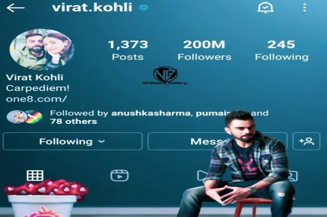 କୋହଲିଙ୍କ ୨୦୦ ନିୟୁତ ଇନ୍‌ଷ୍ଟାଗ୍ରାମ ଅନୁଗାମୀ