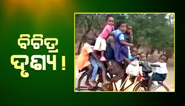 ଦେଖନ୍ତୁ କିଭଳି ଅବସ୍ଥାରେ ୯ଜଣ ପିଲାଙ୍କୁ ଗୋଟିଏ ସାଇକେଲରେ ବସାଇ ସ୍କୁଲ ଛାଡ଼ିବାକୁ ନେଉଛନ୍ତି ଏହି ବ୍ୟକ୍ତି