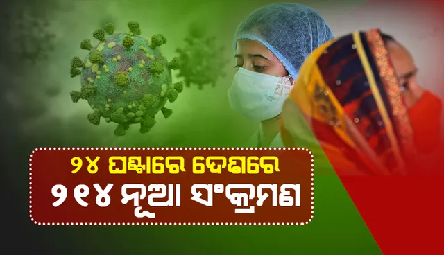 ଆଜି ଦେଶରେ ୨୧୪ ନୂଆ କୋଭିଡ୍‌-୧୯ ସଂକ୍ରମଣ; ଅଢ଼େଇ ହଜାର ଉପରେ ସକ୍ରିୟ ଆକ୍ରାନ୍ତ